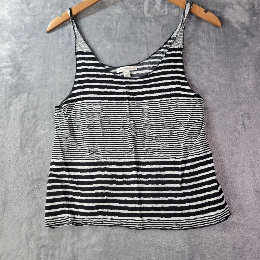 American Eagle Outfitters Womens Striped Tank‎ Top XS Black White Casual Summer